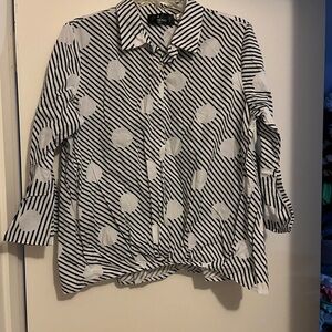 P Luca Milano  Black and White Polka Dot Button Down Shirt